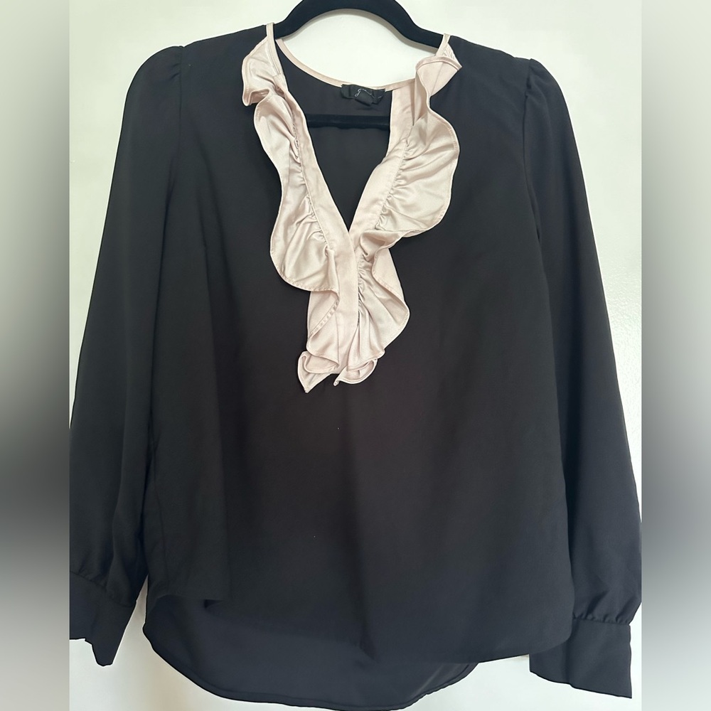 JCREW Long Sleeve Nude Ruffle Top